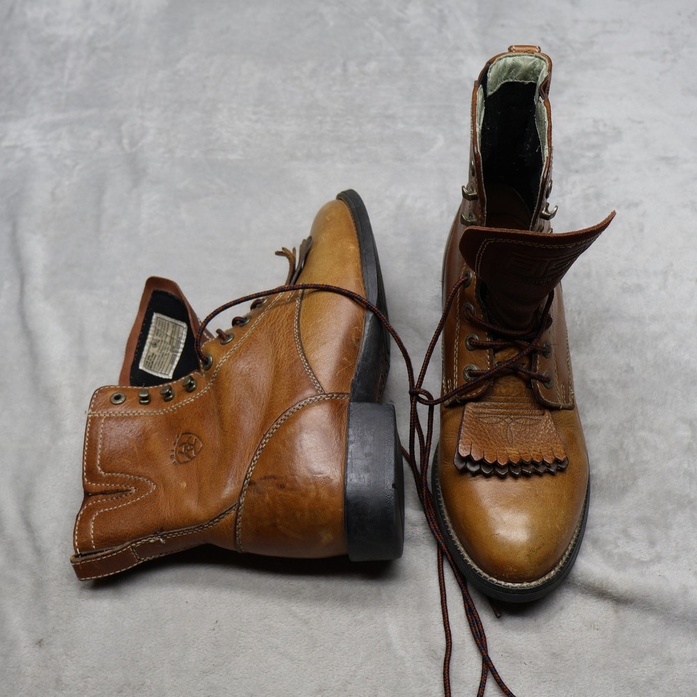 Ariat Womens 8B Western Boots Brown Leather Lace Up Heritage Lacer II ATS 33504